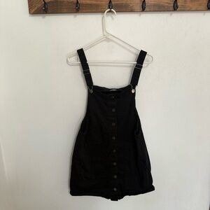 SO Black Button-Front Pinafore Dress